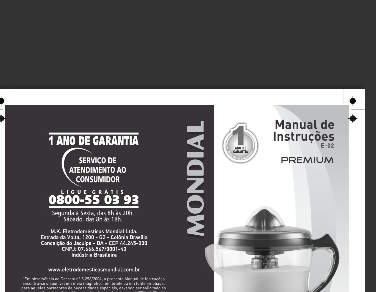 Espremedor de Frutas Mondial Turbo Citrus E-01