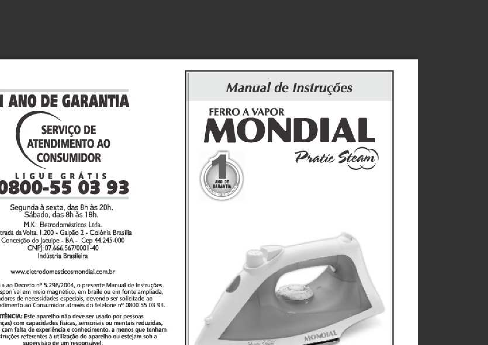Ferro a Vapor Mondial Pratic Steam F-30