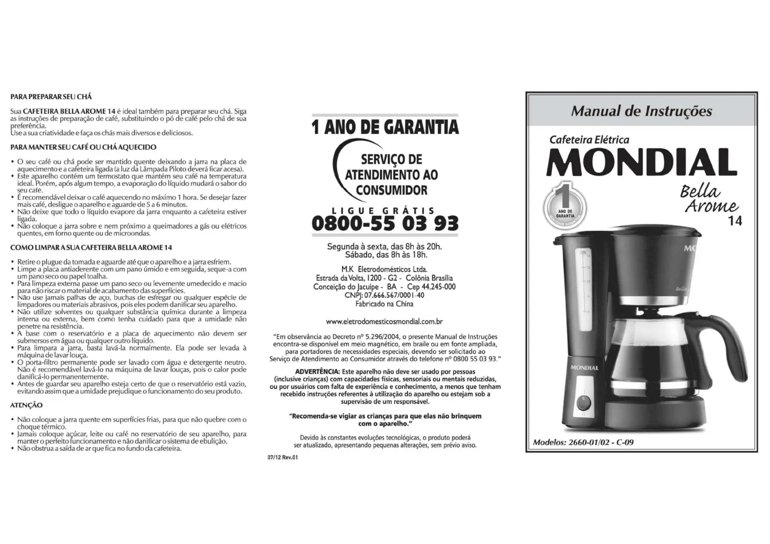 Cafeteira Mondial Bella Arome