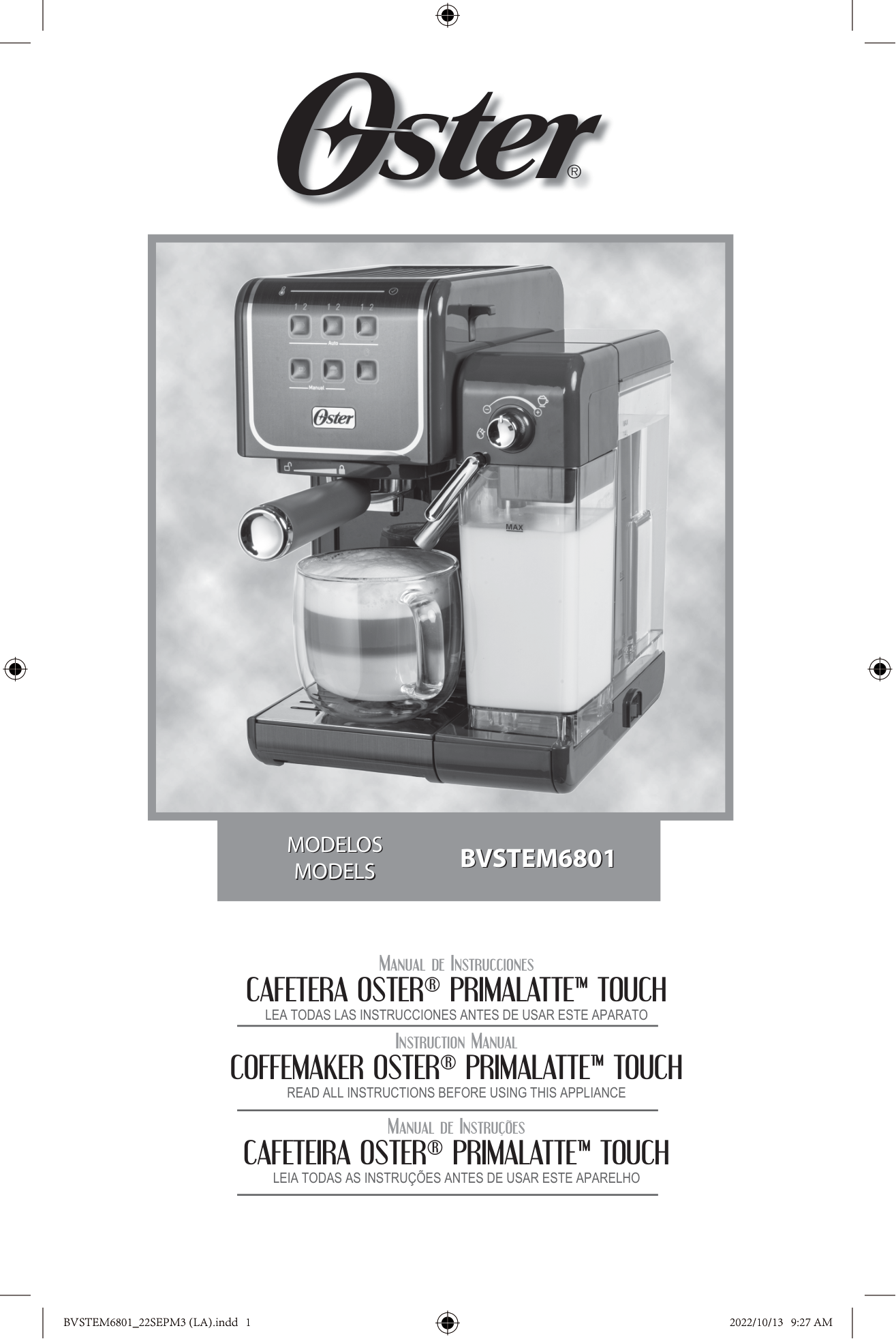Cafeteira Oster PrimaLatte Touch - capa