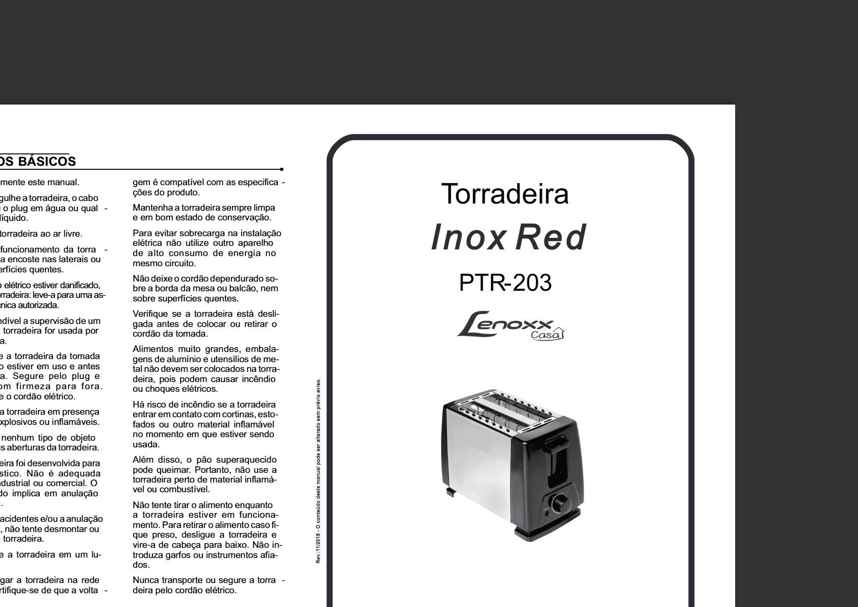 Torradeira Elétrica Lenoxx Inox Red PTR-203